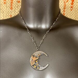 Jes MaHarry “Live Your Truth” one of a kind silver/gold moon necklace. Gift incl